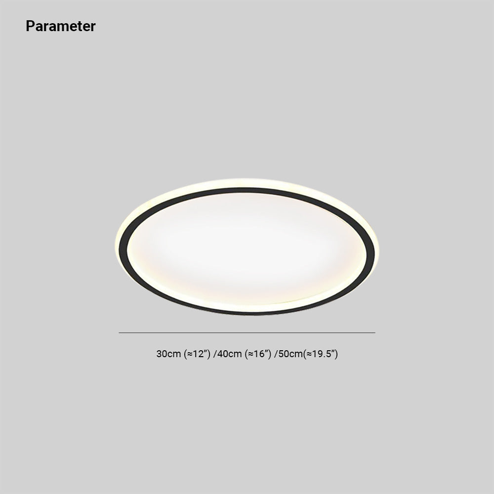 Ronde LED Plafondlamp Modern Dimbaar Zwart Wit Metaal Acryl Woonkamer Slaapkamer 30-50cm Plafondarmatuur | Sulvida