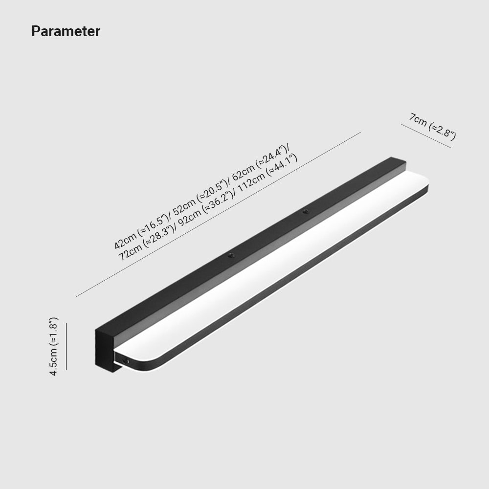 Rechthoekige LED Wandlamp met Spiegelverlichting Roestvrij Staal Driekleuren Schakelbaar Badkamer Slaapkamer | Sulvida