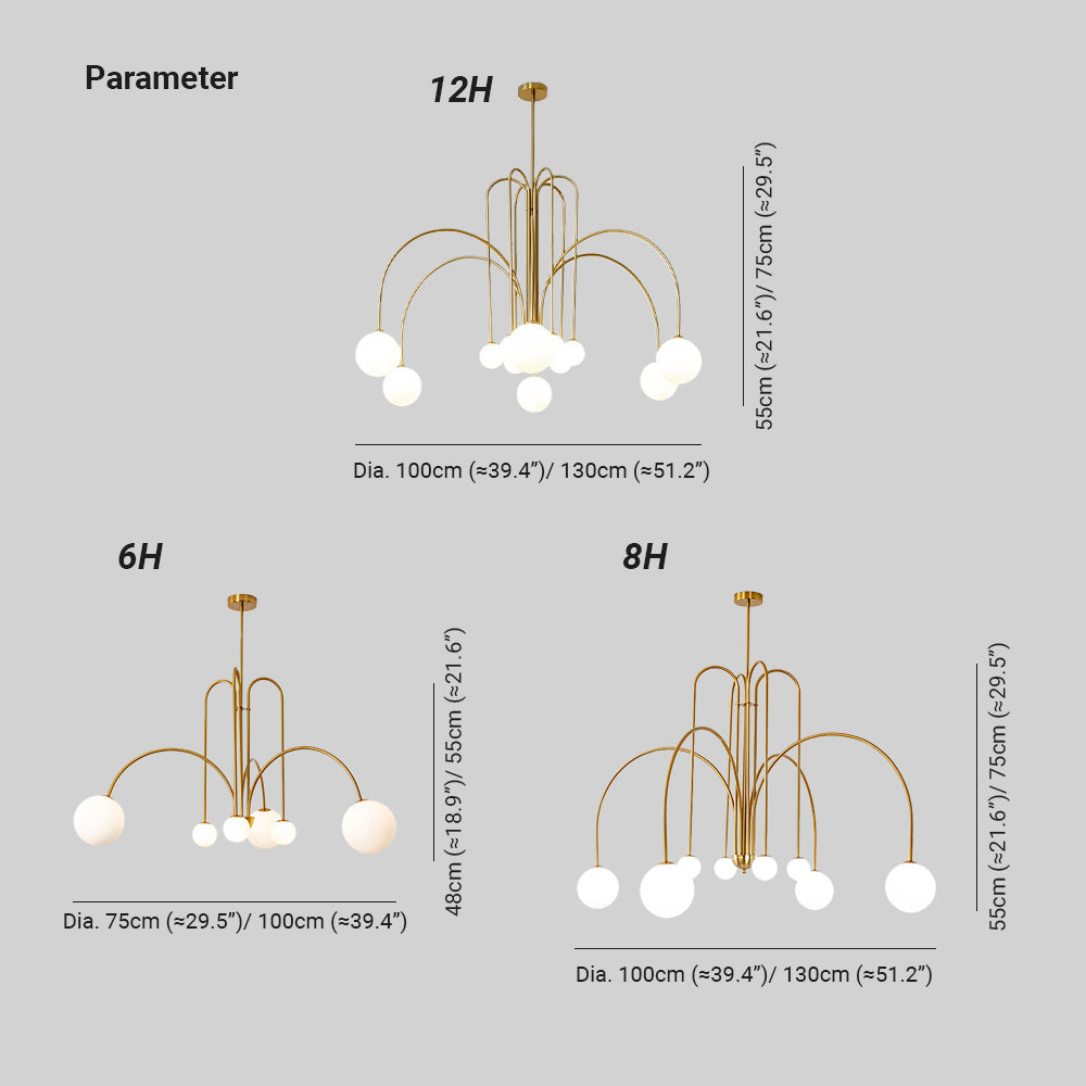 Hanglamp Vintage Metaal Glas Woonkamer Slaapkamer Instelbare Hoogte 6 8 12 Lichtbronnen Warm G9 Fitting | Sulvida