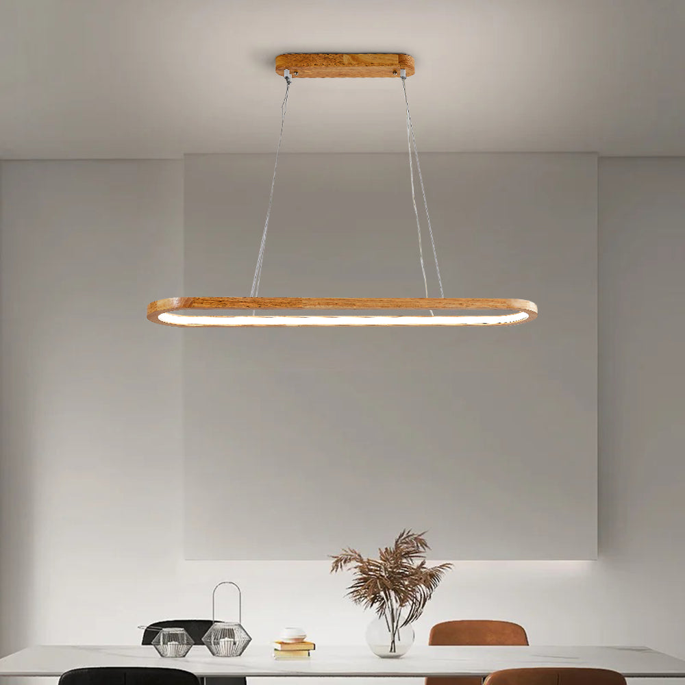 Ovale Hanglamp Hout Acrylic LED Dimbaar Eetkamer Woonkamer Keuken Moderne Scandinavische Verlichting | Sulvida