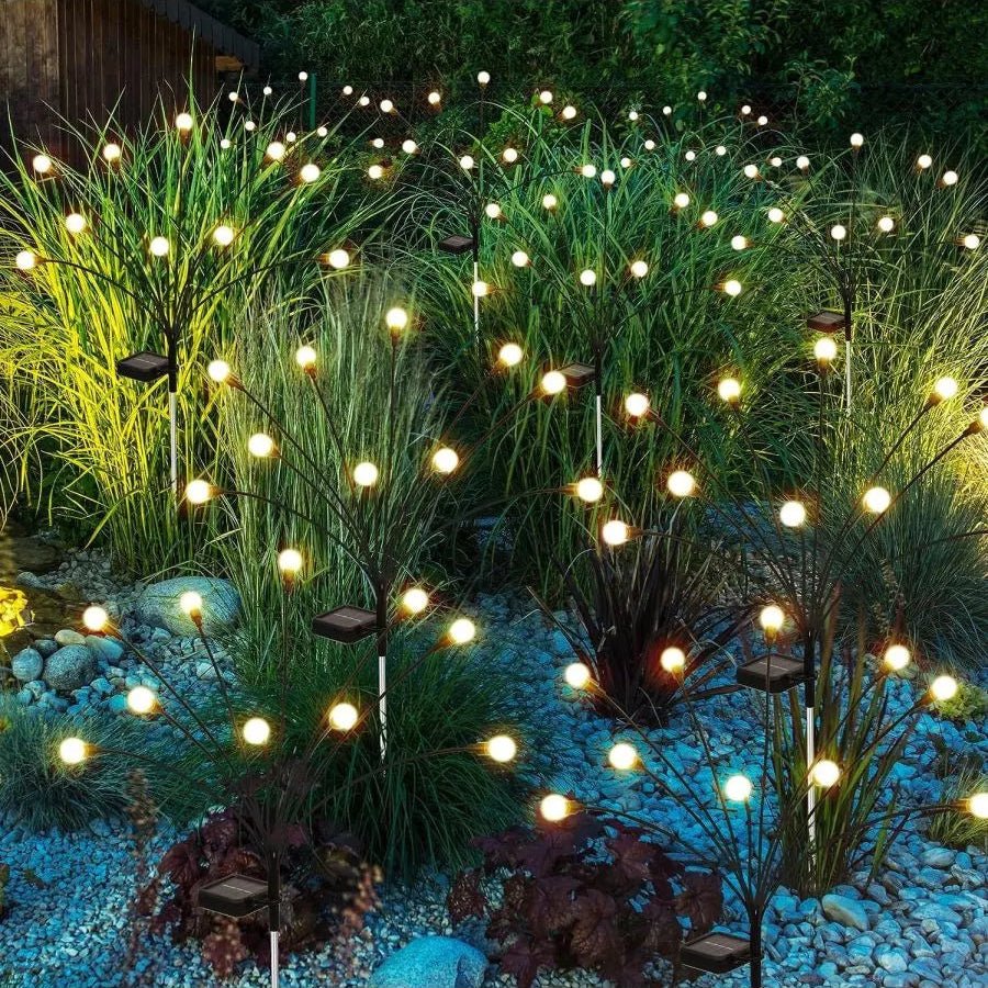 LED Solarlampen voor Tuin Waterbestendig met Gouden Gloeilamp – 6, 8 of 10 Lichtpunten Buitenverlichting | Sulvida
