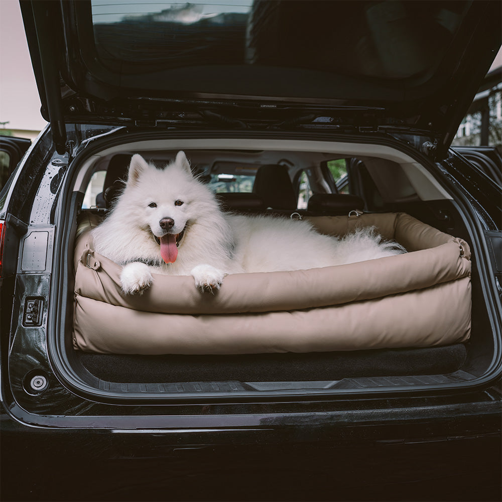 Hondenmand Auto met Veiligheidsriem Kunstleder Verhoogd Hondenbed voor Autoreis Klein tot Middelgroot | Sulvida