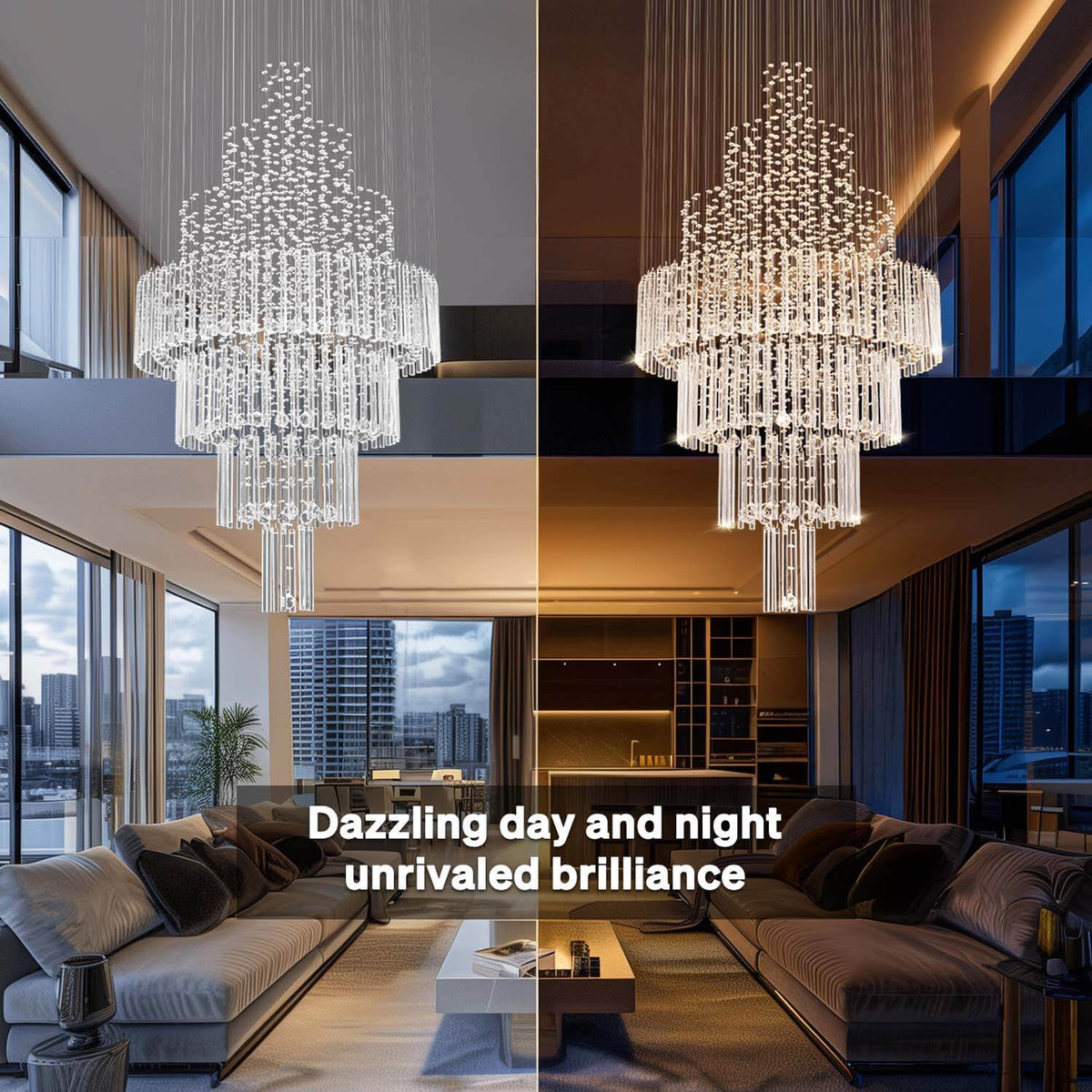 Kristallen regendrup kroonluchter rond chroom spiraal voor hal trappenhal hoge plafonds luxe design verlichting | Sulvida