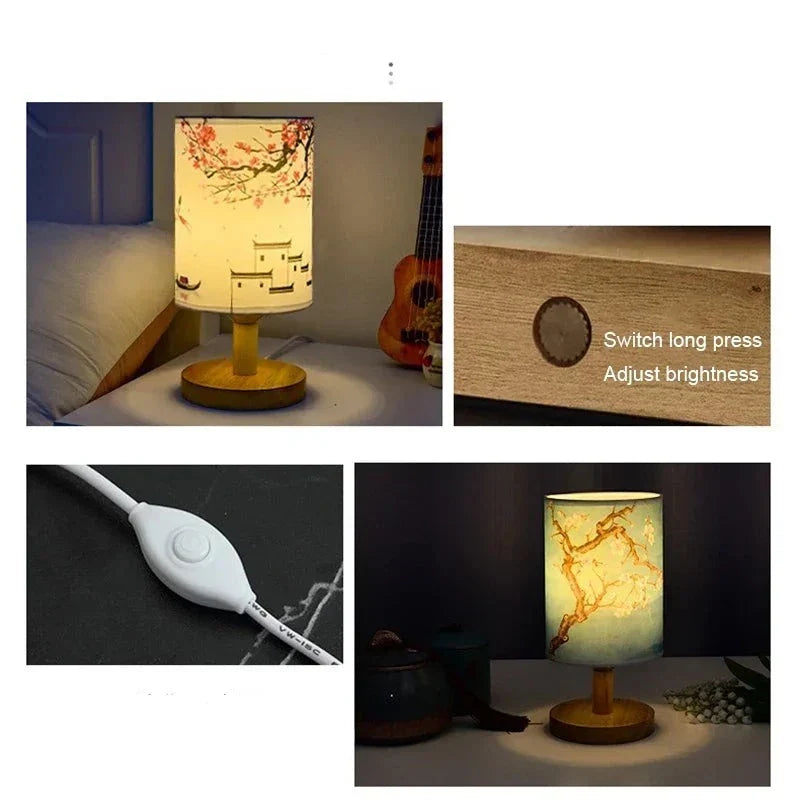 Japanse Tafellamp met Roos Dimbaar Warm Licht Slaapkamer Woonkamer Sfeerverlichting Touch Bediening Modern Roze | Sulvida