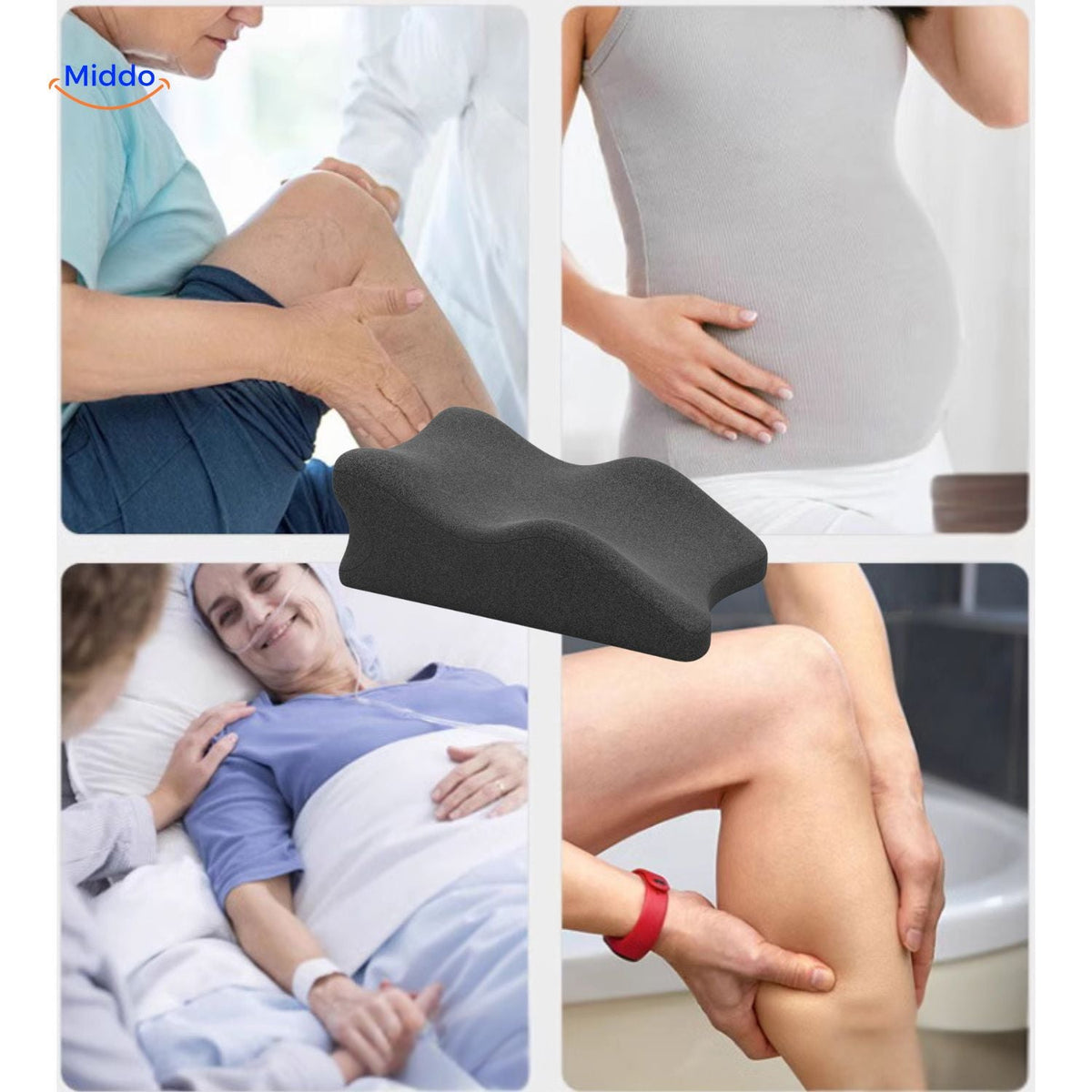 Beenkussen Elevatie Zwangerschap Grijs Comfortverhogend Ondersteunend Orthopedisch Kussen 60x36x24cm | Sulvida
