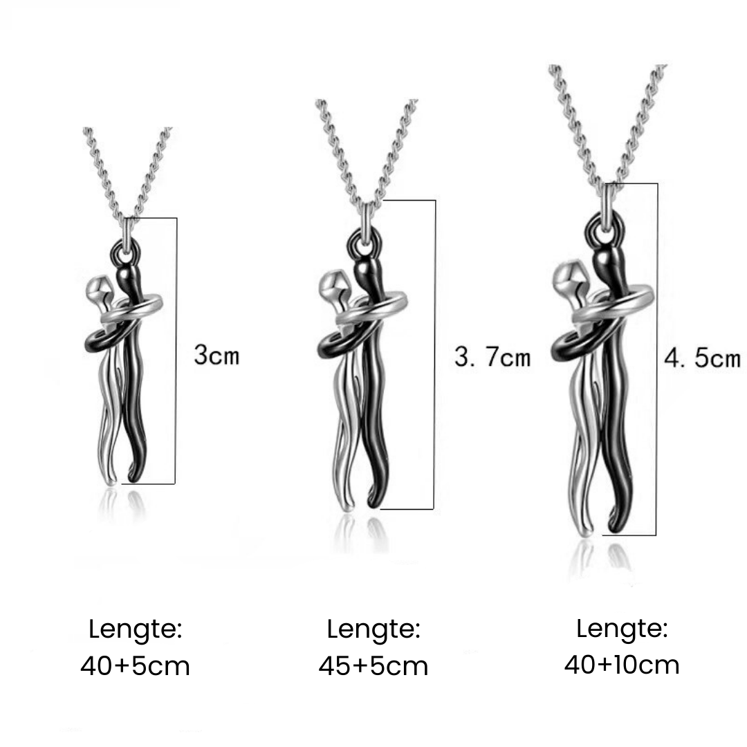 Sierlijke Omarming Ketting Twee Figuren Gelegeerd Symbool Warmte Affectie Dierbare Cadeau Verstelbaar | Sulvida