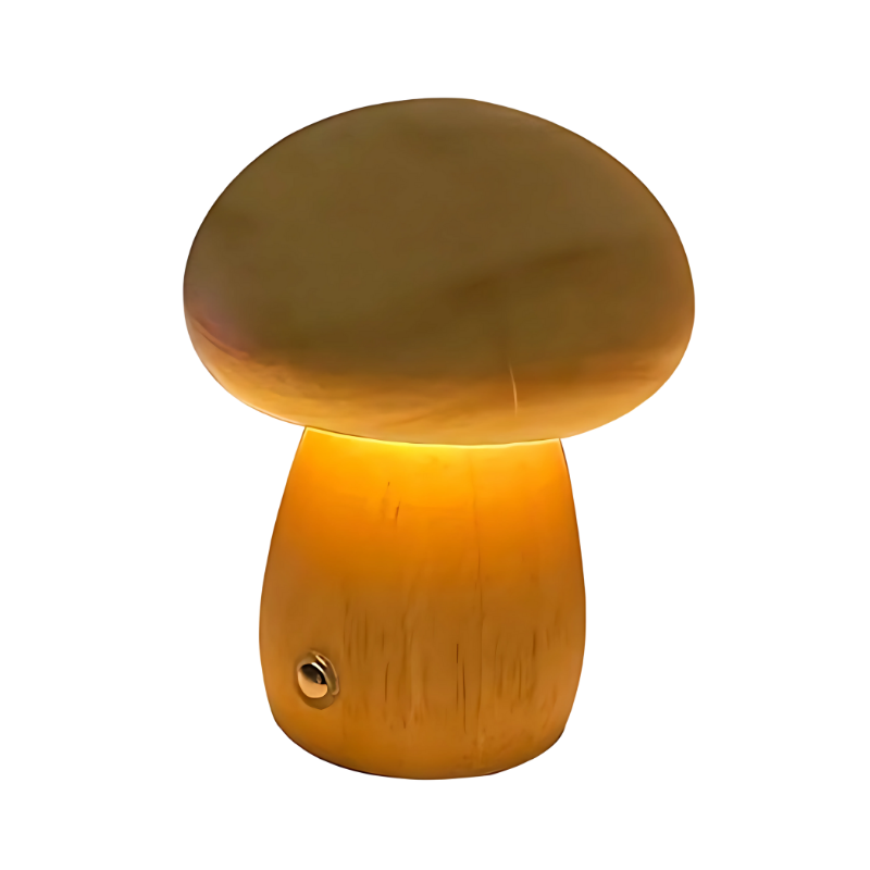 Paddenstoellamp in Lichtbruin en Donkerbruin – Natuurlijk Houten Nachtlampje met Stemmingsvol Warm Licht – Klein en Groot Model – Sfeerlamp voor Slaapkamer Kinderkamer | Sulvida