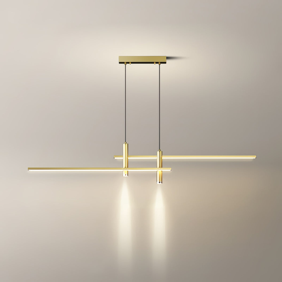 Lineaire Hanglamp Metaal Zwart of Goud Eetkamer Keuken Spotverlichting Modern Design LED Verstelbaar | Sulvida