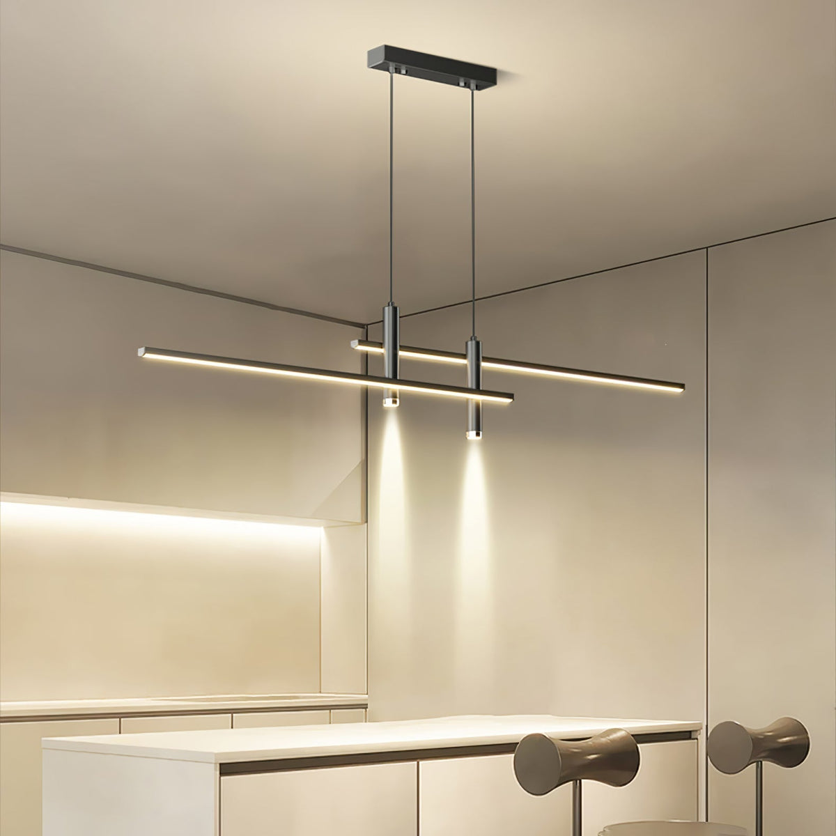 Lineaire Hanglamp Metaal Zwart of Goud Eetkamer Keuken Spotverlichting Modern Design LED Verstelbaar | Sulvida