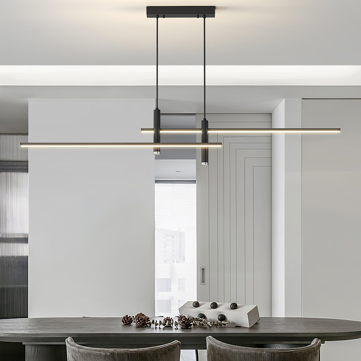 Lineaire Hanglamp Metaal Zwart of Goud Eetkamer Keuken Spotverlichting Modern Design LED Verstelbaar | Sulvida