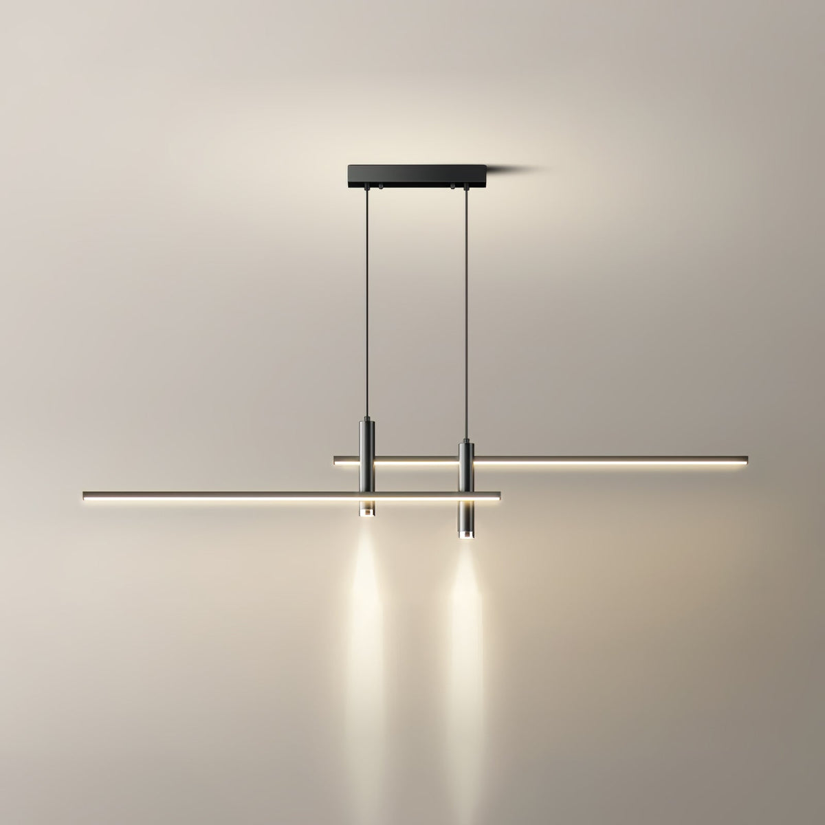 Lineaire Hanglamp Metaal Zwart of Goud Eetkamer Keuken Spotverlichting Modern Design LED Verstelbaar | Sulvida