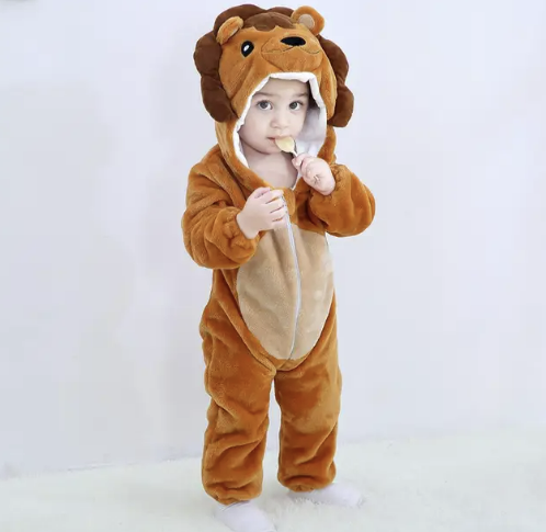 Baby Onesie met Dierencapuchon – Zachte Romper voor Kinderen – Katoen Polyester – Rits Eendelig Speelpak | Sulvida