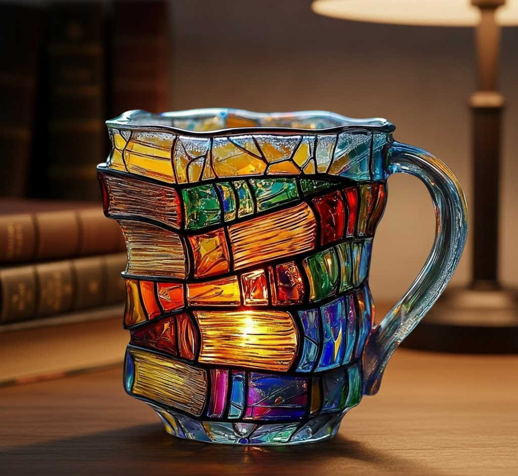 Boekenminnaar Beker met 3D Boekrug Design – Duurzaam Glas 350 ml – Literatuur Geschenk voor Thee Koffie | Sulvida