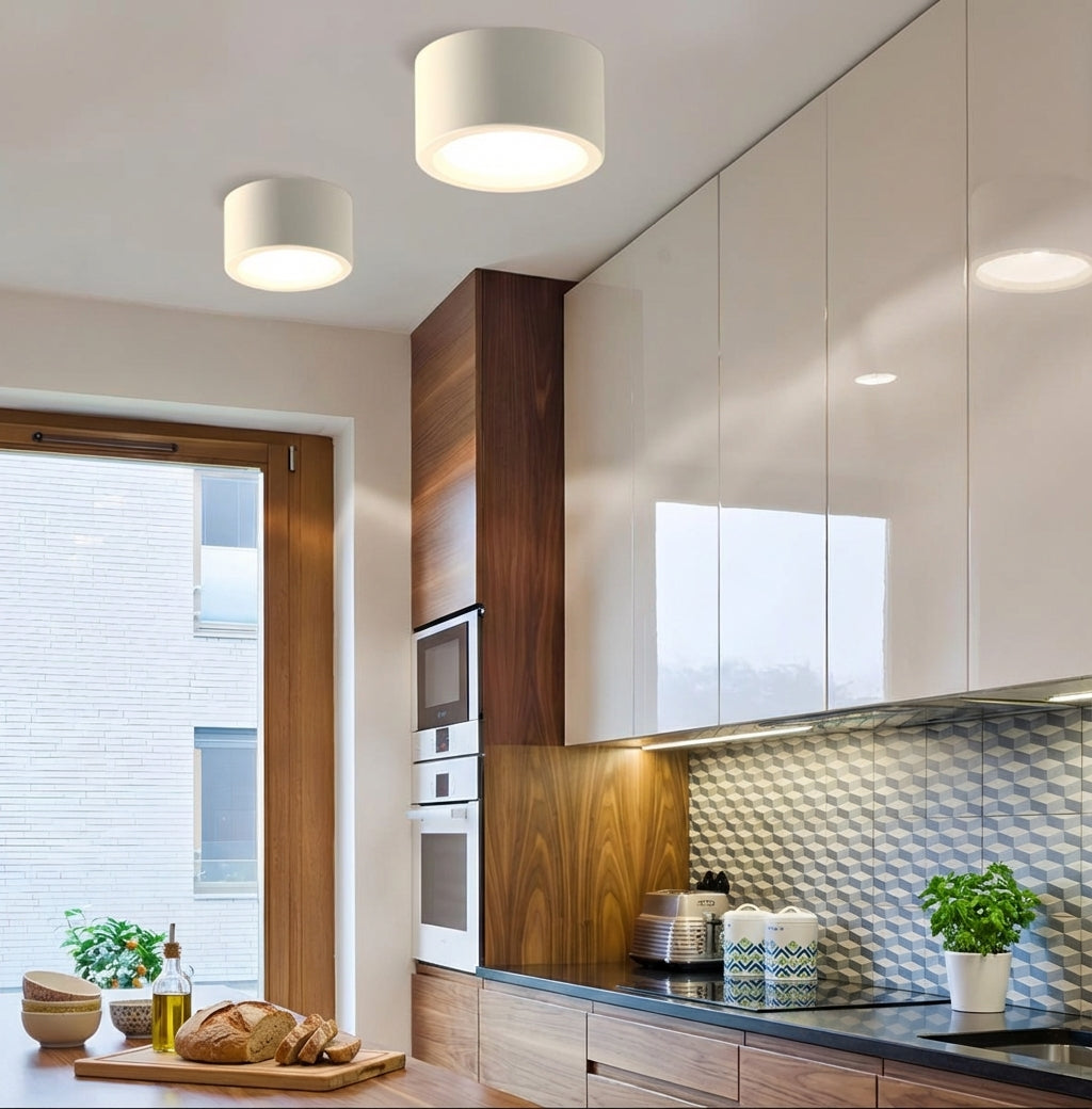 Compacte opbouw plafondlamp rond ijzer LED 7-21W dimbaar wit zwart modern interieur woonkamer slaapkamer | Sulvida