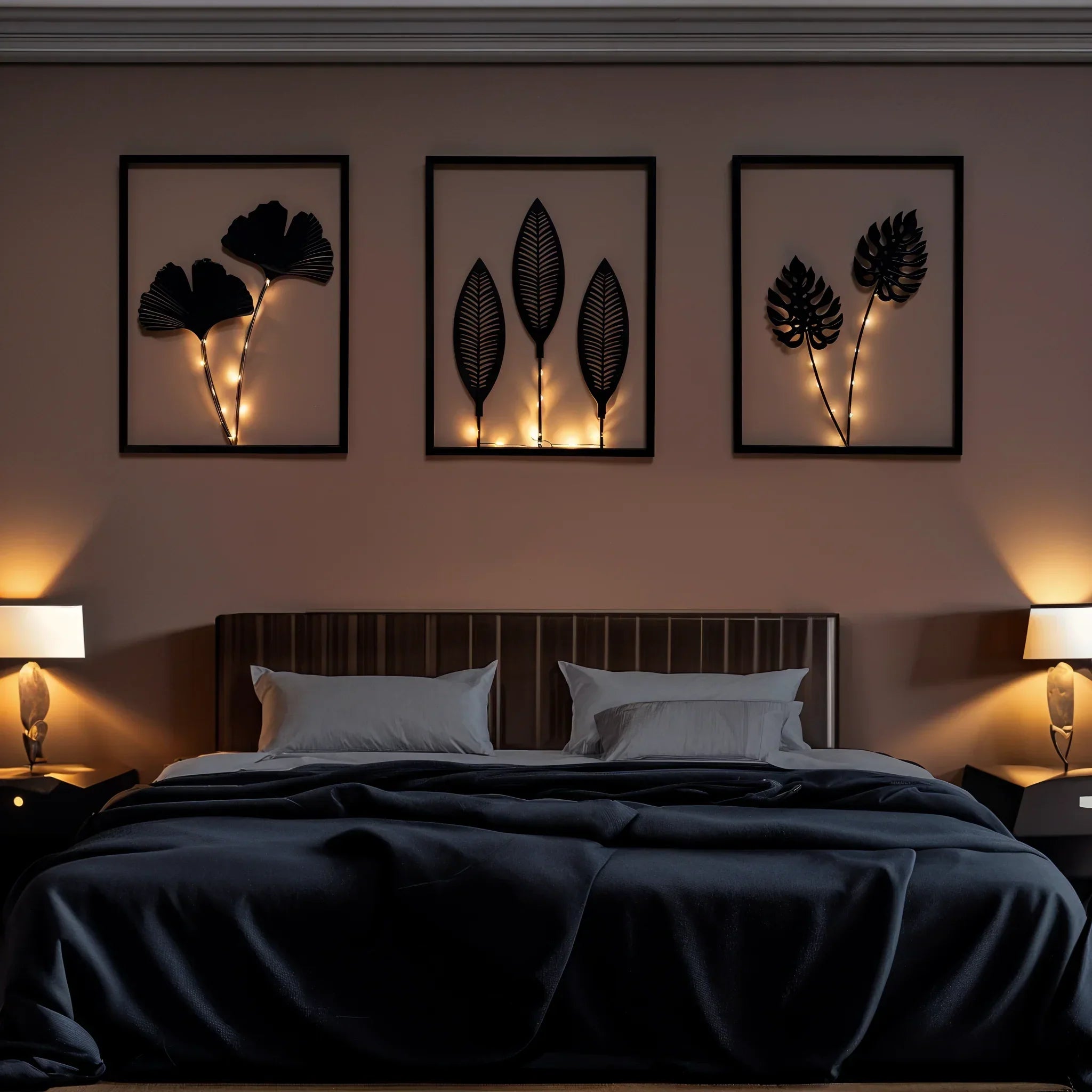 Decoratieve LED-lijst met bladmotief en kleurwisseling voor sfeervolle wooninrichting 40x30 cm | Sulvida