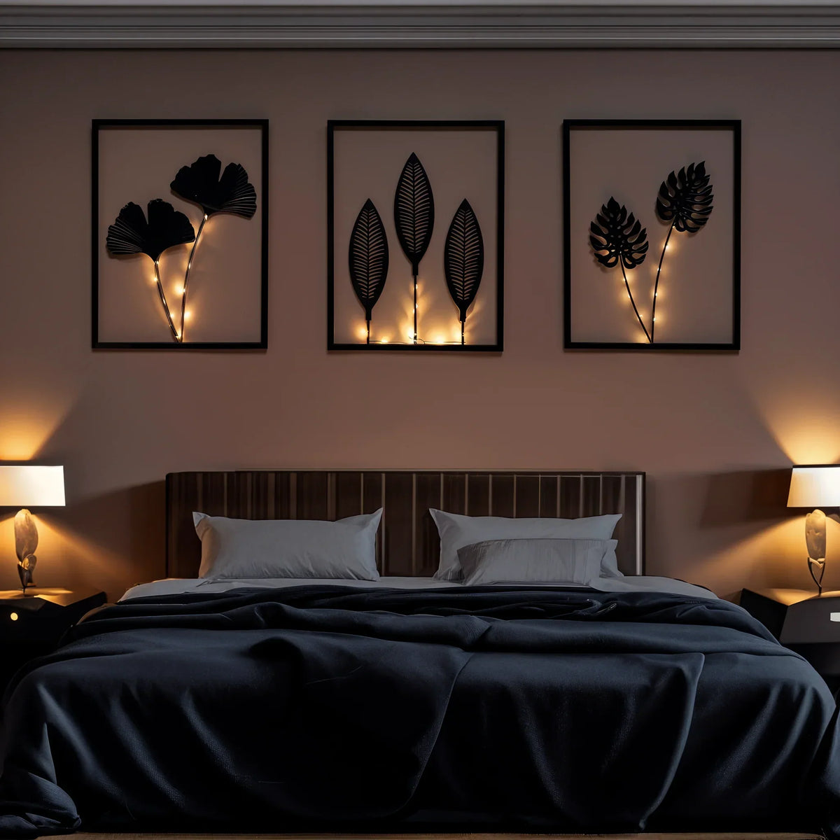 LED-fotolijst met bladmotief sfeerverlichting warmwit licht woonkamer decoratie interieur wanddecoratie modern | Sulvida