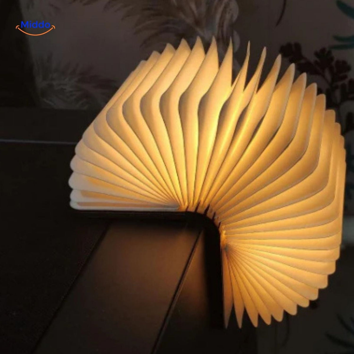 Vouwbare Boeklamp met LED Verlichting Hout 3 Kleuren Dimbaar Decoratieve Lamp Sfeerlicht Bureau Nachtkastje | Sulvida