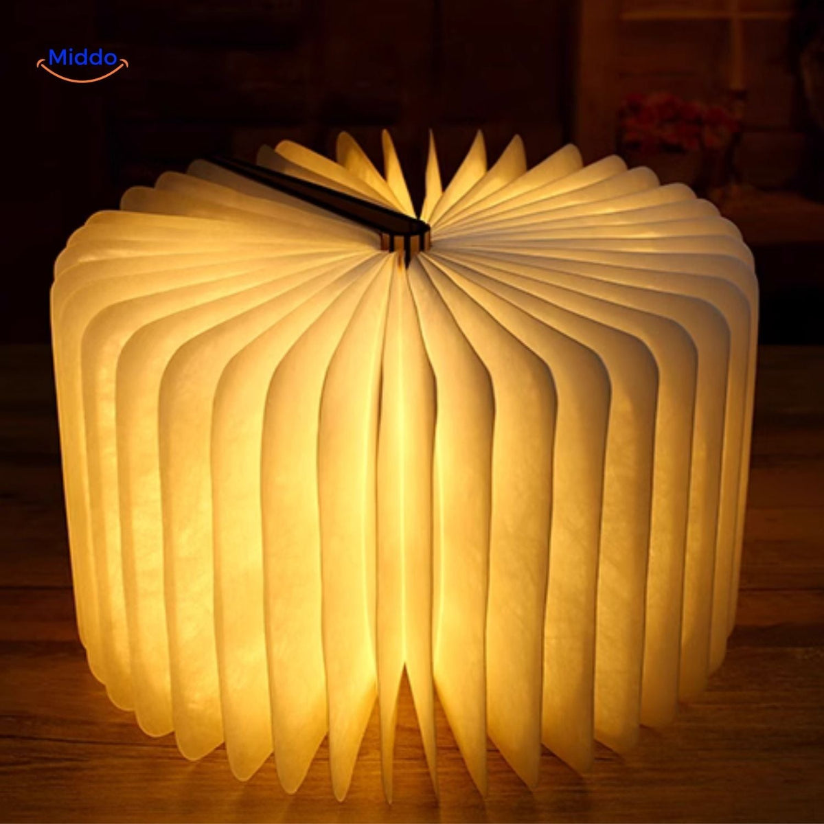 Vouwbare Boeklamp met LED Verlichting Hout 3 Kleuren Dimbaar Decoratieve Lamp Sfeerlicht Bureau Nachtkastje | Sulvida