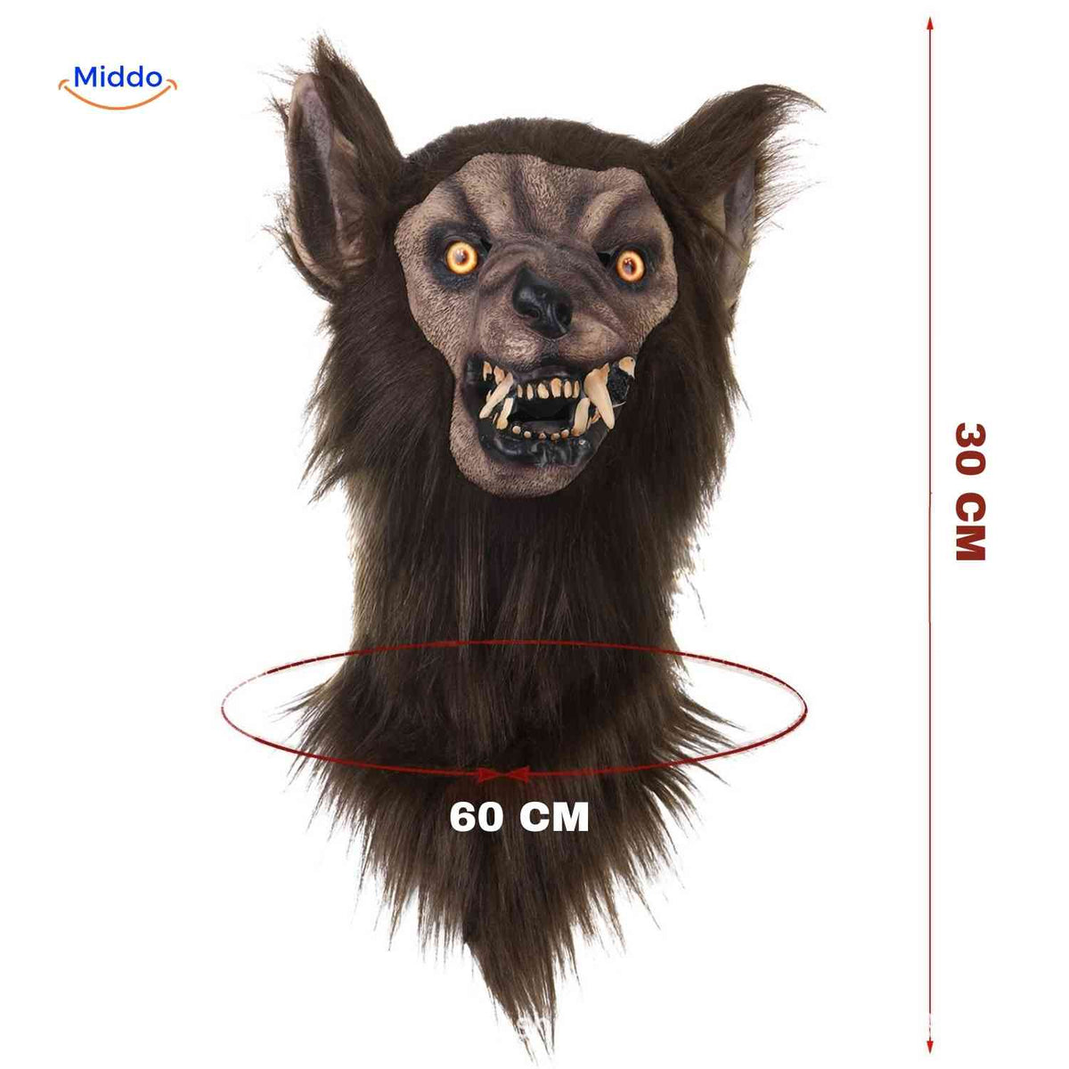 Wolfskop Halloween Masker Met Lichtgevende Ogen Latex Realistisch Horror Kostuum Feest Cosplay Accessoire | Sulvida