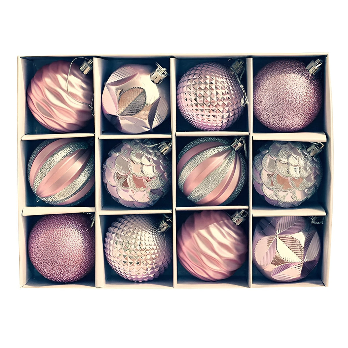 Luxe Kerstballen Set 24 Stuks Glanzend Groen Zilver Rood Roze Champagne Onbreekbare Kerstboomdecoratie | Sulvida