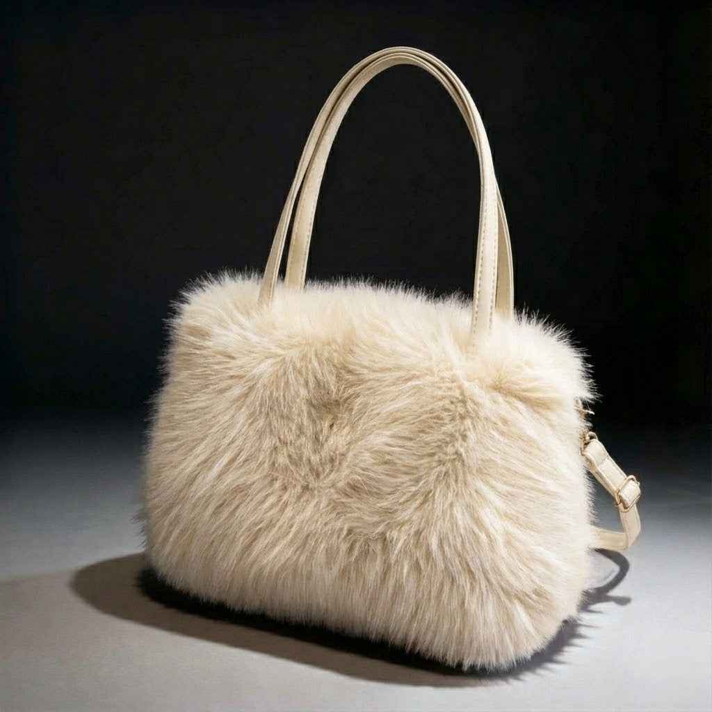 Schoudertas met Zachte Imitatiebont voor Dagelijks Gebruik Dames Winteraccessoire Trendy Handtas Mode | Sulvida