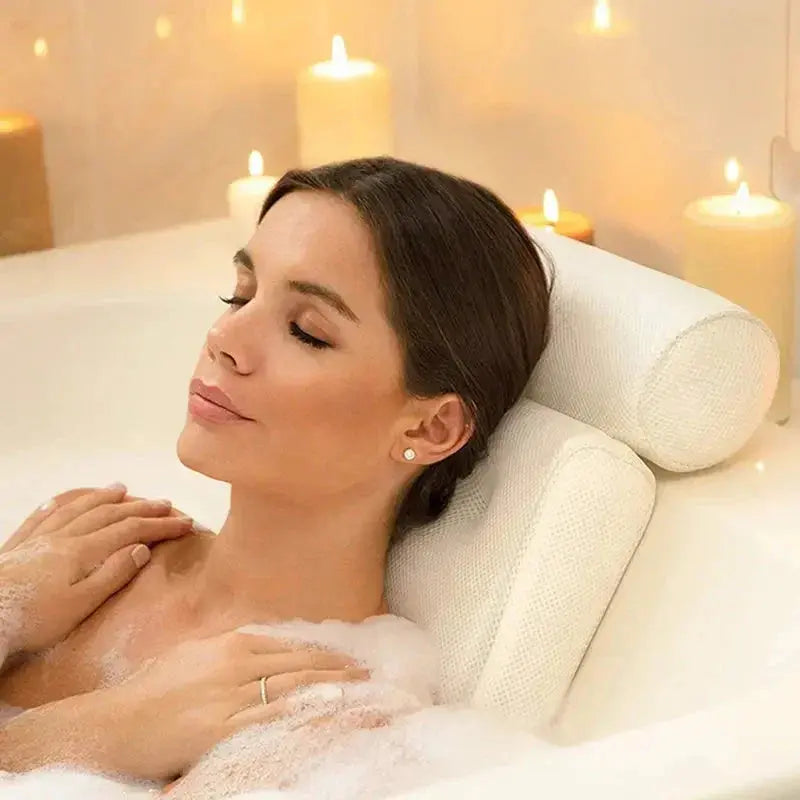 Badkussen met Zuignappen voor Bad en Bubbelbad Comfortabele Neksteun Antislip Badaccessoire Relaxatie Wellness | Sulvida