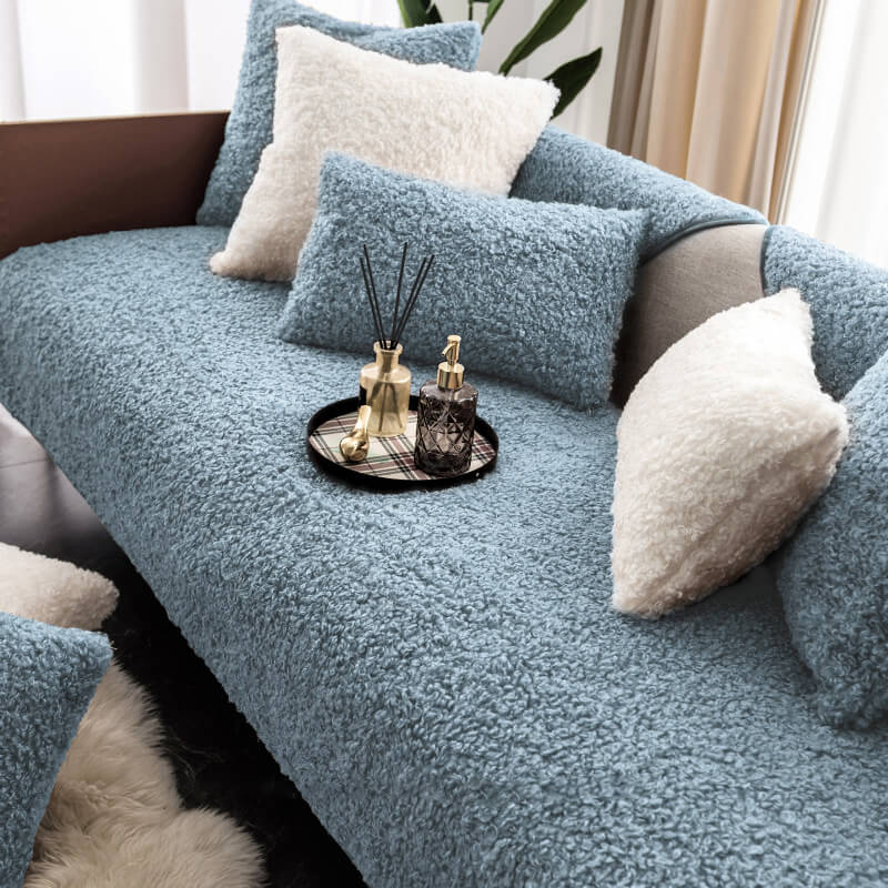 Antislip Bankhoes Teddy Fleece Pluche Beschermhoes Bank Woonkamer Huisdieren Wasbaar Comfortabel Zacht | Sulvida