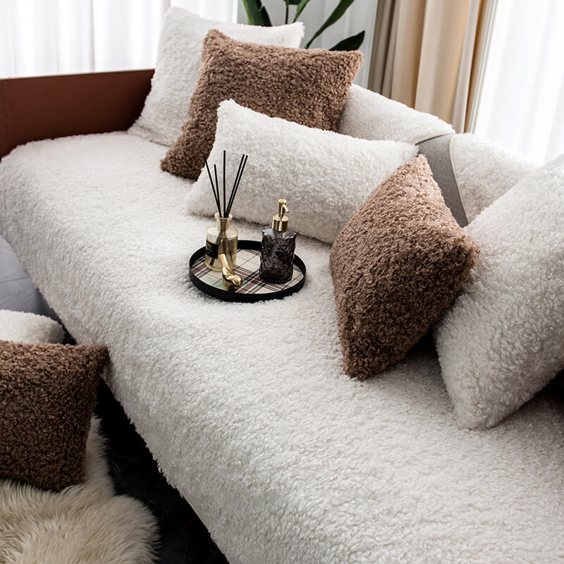 Antislip Bankhoes Teddy Fleece Pluche Beschermhoes Bank Woonkamer Huisdieren Wasbaar Comfortabel Zacht | Sulvida