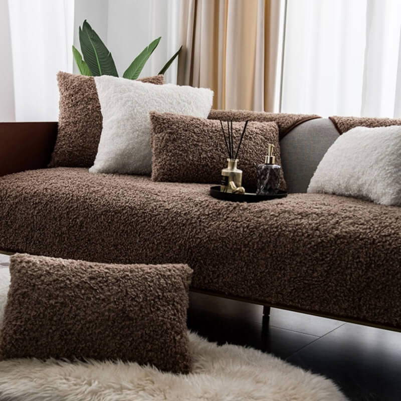 Antislip Bankhoes Teddy Fleece Pluche Beschermhoes Bank Woonkamer Huisdieren Wasbaar Comfortabel Zacht | Sulvida
