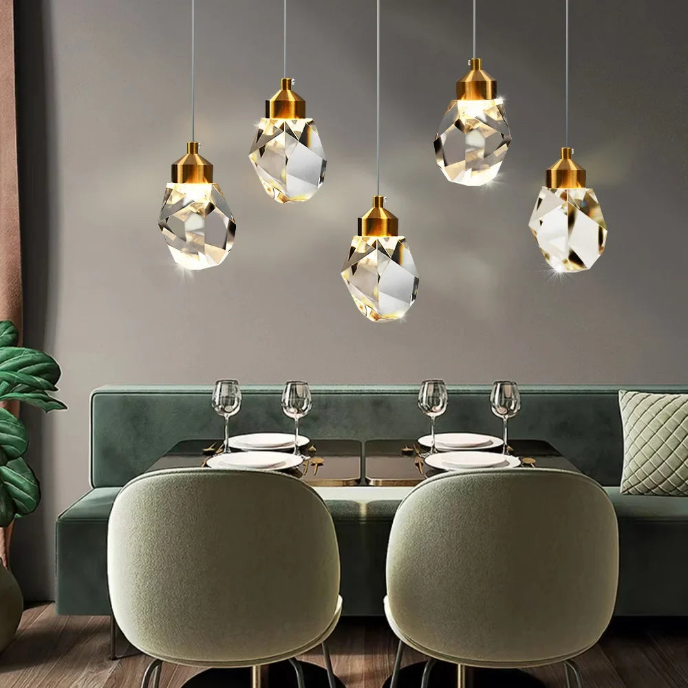 Kristallen Hanglamp met Geslepen Facetten voor Eetkamer Slaapkamer Woonkamer Modern Luxe Interieur Sfeerverlichting | Sulvida