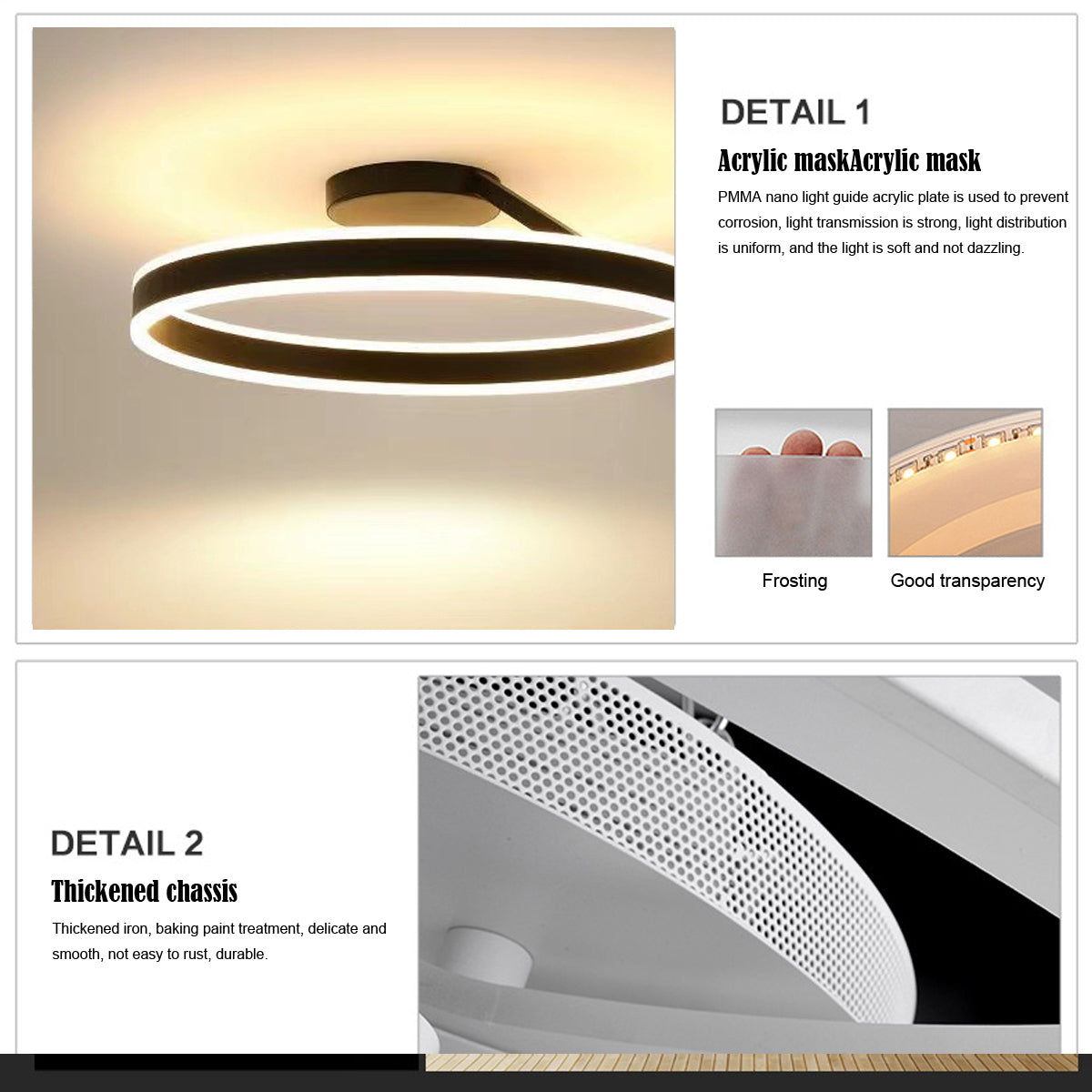 Minimalistische Plafondlamp LED Ronde Ringen Dimbaar Metaal Acryl Zwart Wit voor Slaapkamer Gang Eetkamer | Sulvida