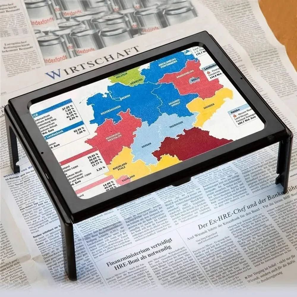 Loupe de table pliable avec éclairage pour lire les mains libres, grossissement 3x, éclairage LED, loisirs créatifs et documents | Sulvida