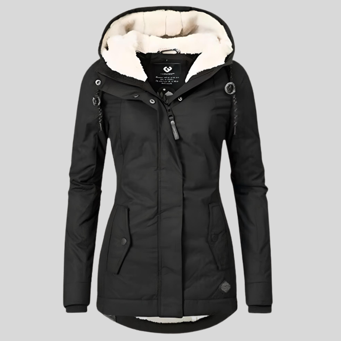 Dames Winterjas met Capuchon Teddy Voering Waterdicht Lang Warm Outdoorjas Grijs Zwart Blauw Winterkleding | Sulvida
