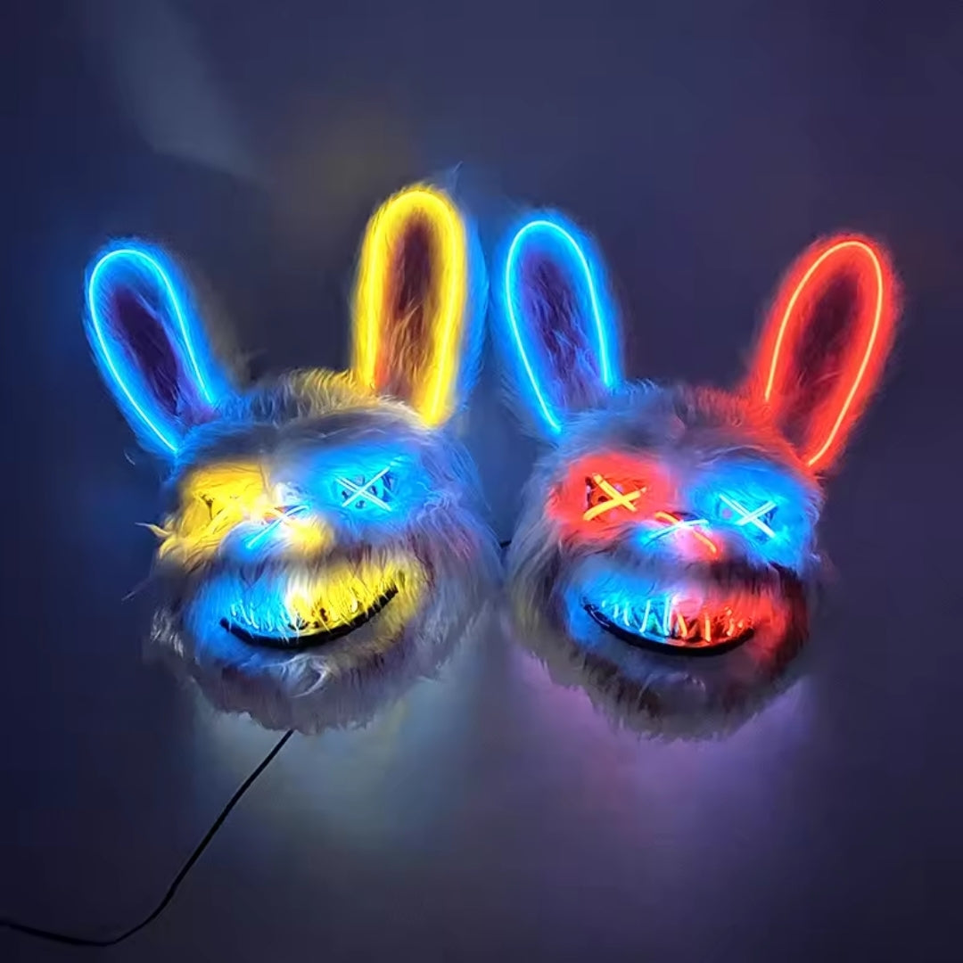 LED Gezichtsmasker Halloween Konijn Beer Lichtgevend Volledig Gezicht Griezelig Kostuum Party Accessoire | Sulvida