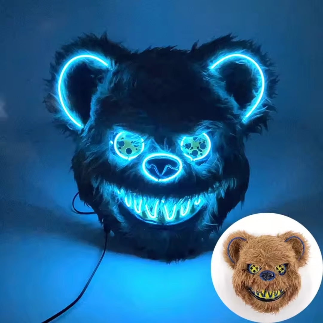 LED Gezichtsmasker Halloween Konijn Beer Lichtgevend Volledig Gezicht Griezelig Kostuum Party Accessoire | Sulvida