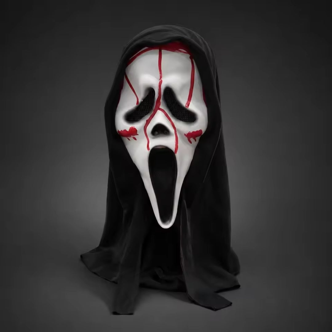 Horror masker met kap latex volwassenen griezelig feestmasker Halloween cosplay themafeesten kostuum zwart | Sulvida