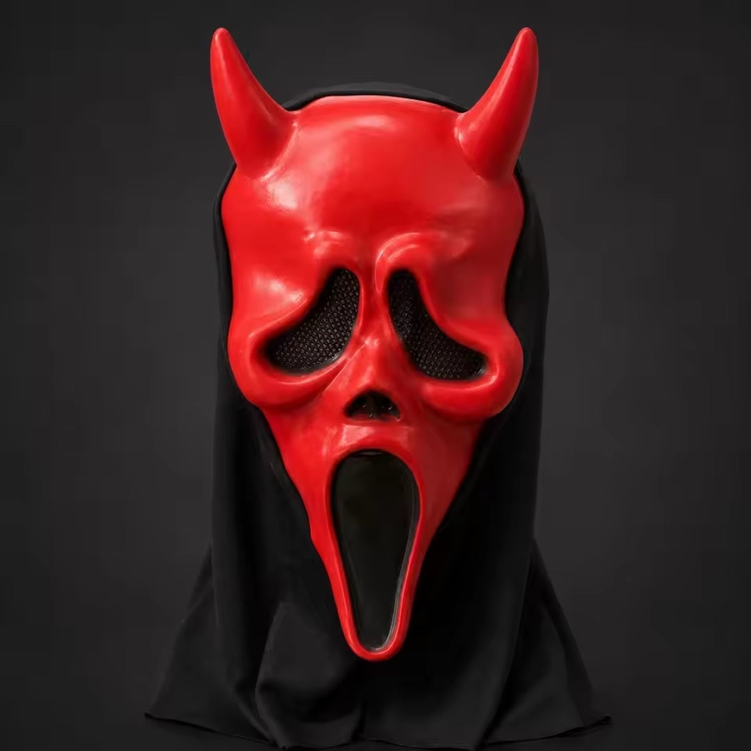 Horror masker met kap latex volwassenen griezelig feestmasker Halloween cosplay themafeesten kostuum zwart | Sulvida