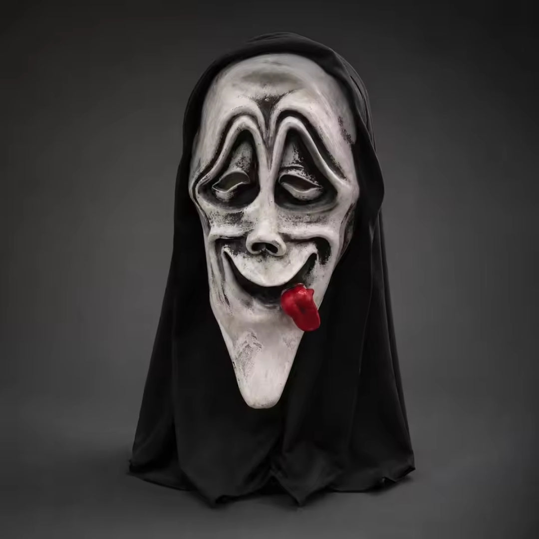 Horror masker met kap latex volwassenen griezelig feestmasker Halloween cosplay themafeesten kostuum zwart | Sulvida