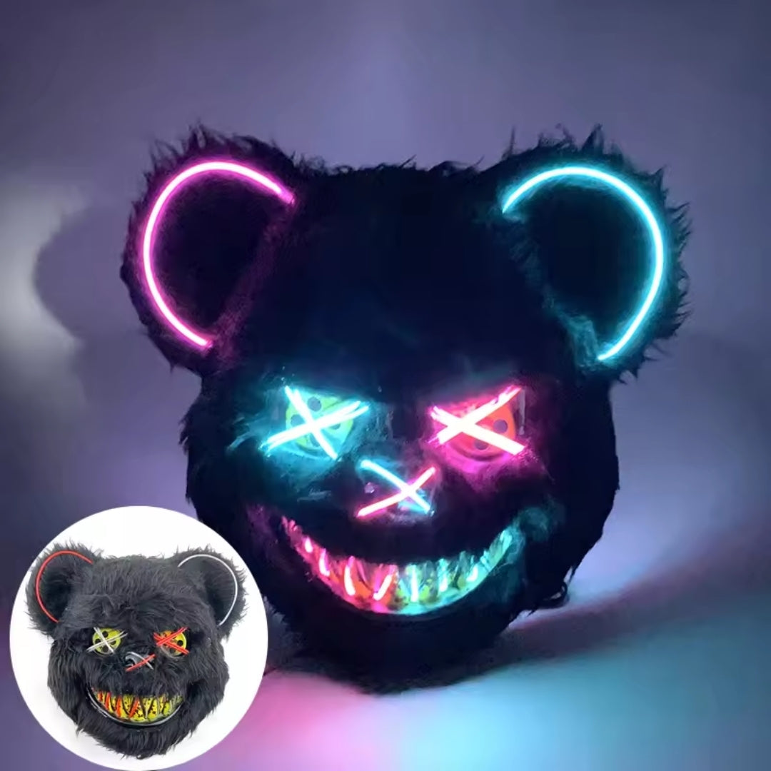 LED Gezichtsmasker Halloween Konijn Beer Lichtgevend Volledig Gezicht Griezelig Kostuum Party Accessoire | Sulvida