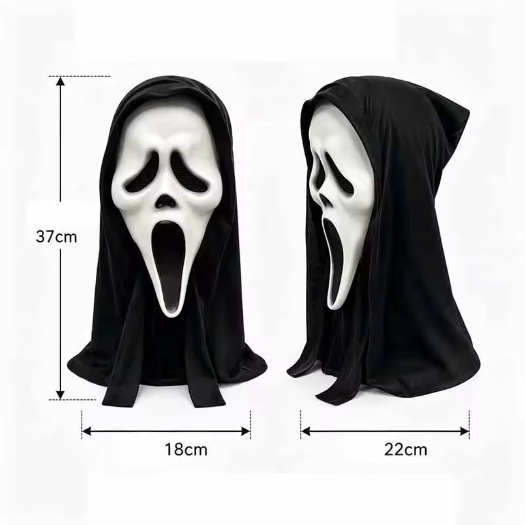 Horror masker met kap latex volwassenen griezelig feestmasker Halloween cosplay themafeesten kostuum zwart | Sulvida