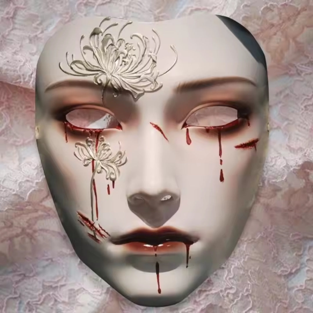 Volledige Gezichtsmasker Traditioneel Chinees Cosplay Horror Carnaval Themafeest Kostuum Zilver Zwart Beige | Sulvida