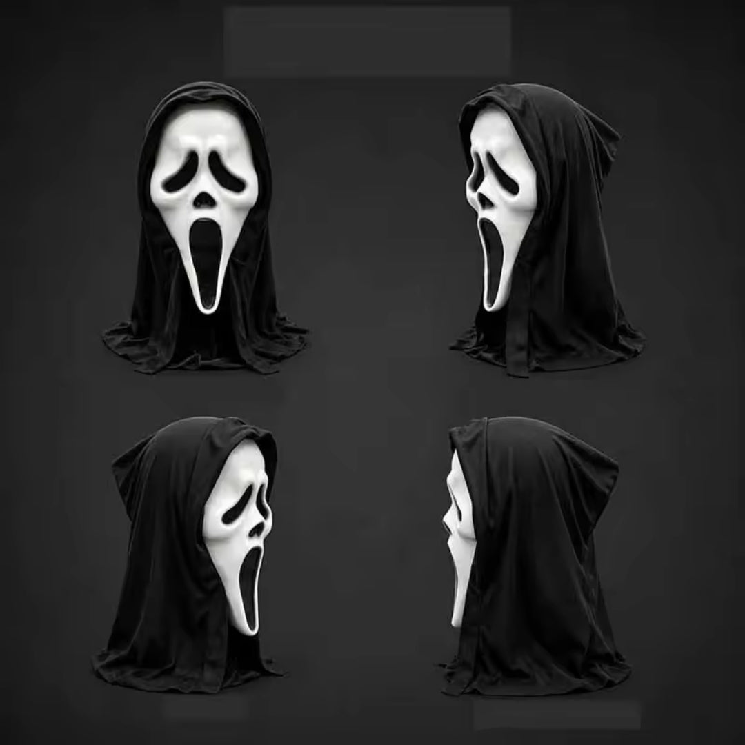 Horror masker met kap latex volwassenen griezelig feestmasker Halloween cosplay themafeesten kostuum zwart | Sulvida