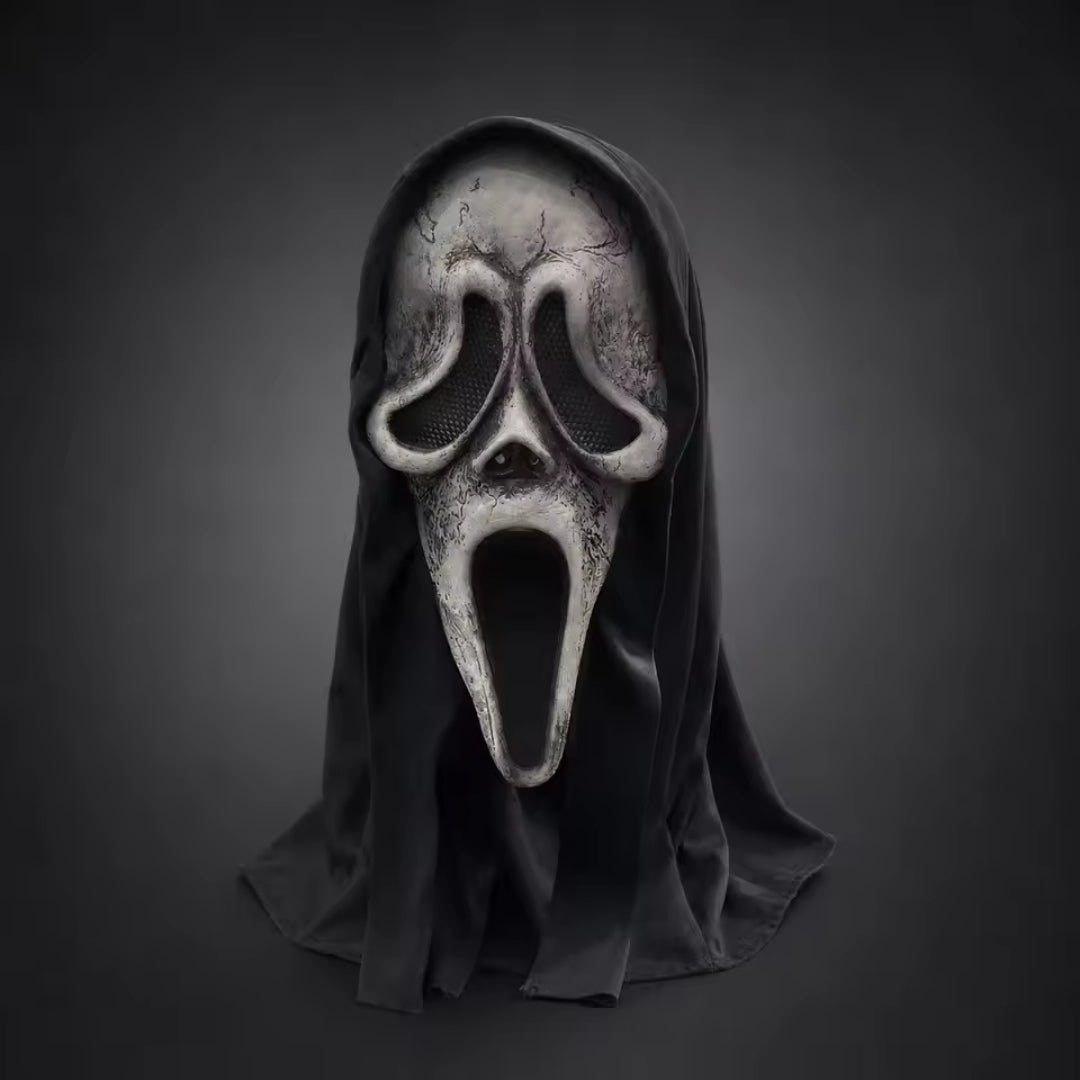 Horror masker met kap latex volwassenen griezelig feestmasker Halloween cosplay themafeesten kostuum zwart | Sulvida