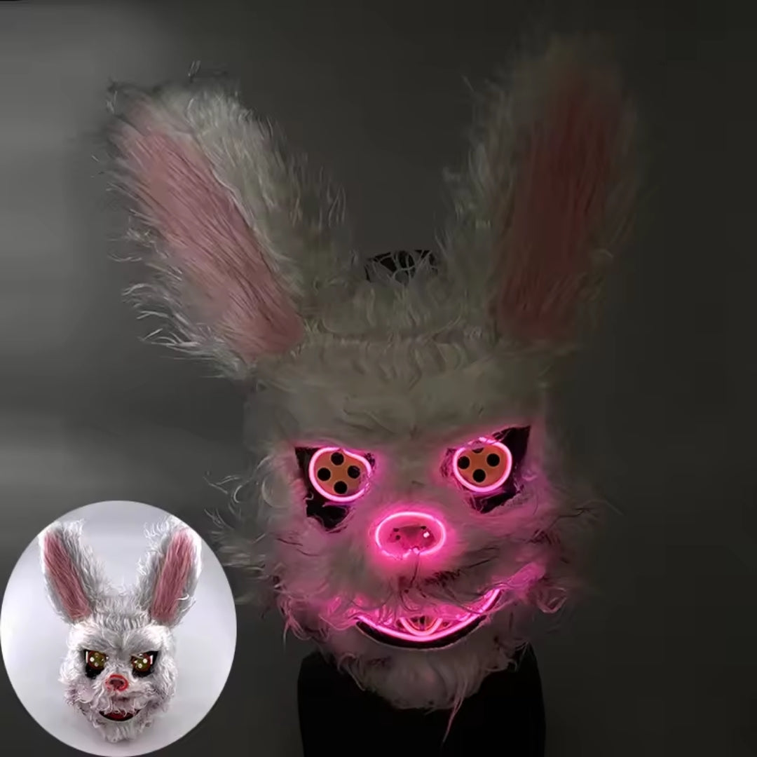 LED Gezichtsmasker Halloween Konijn Beer Lichtgevend Volledig Gezicht Griezelig Kostuum Party Accessoire | Sulvida