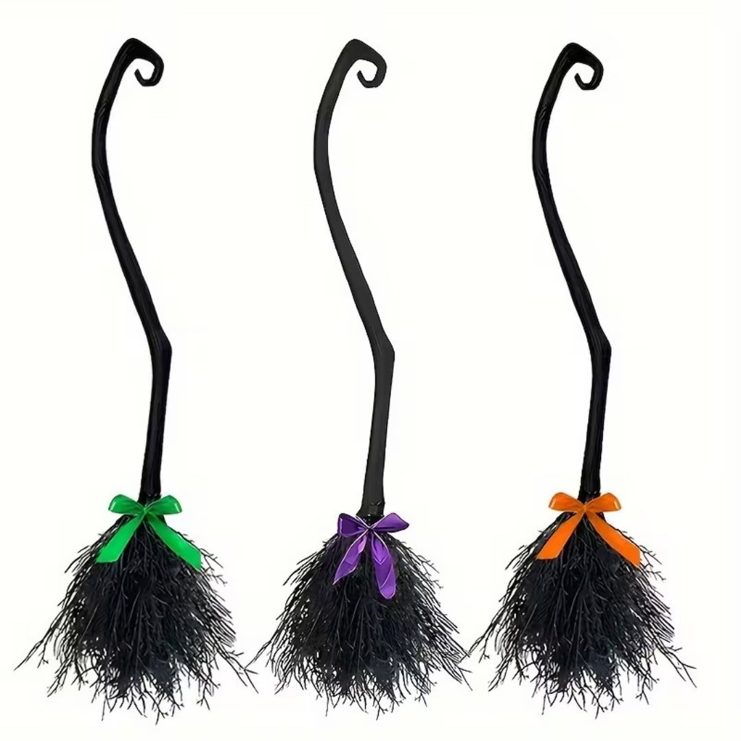 Decoratieve Heksenbezem met Strik 130cm Halloween Kostuum Accessoire Cosplay Feesten Fotoshoot Decoratie | Sulvida