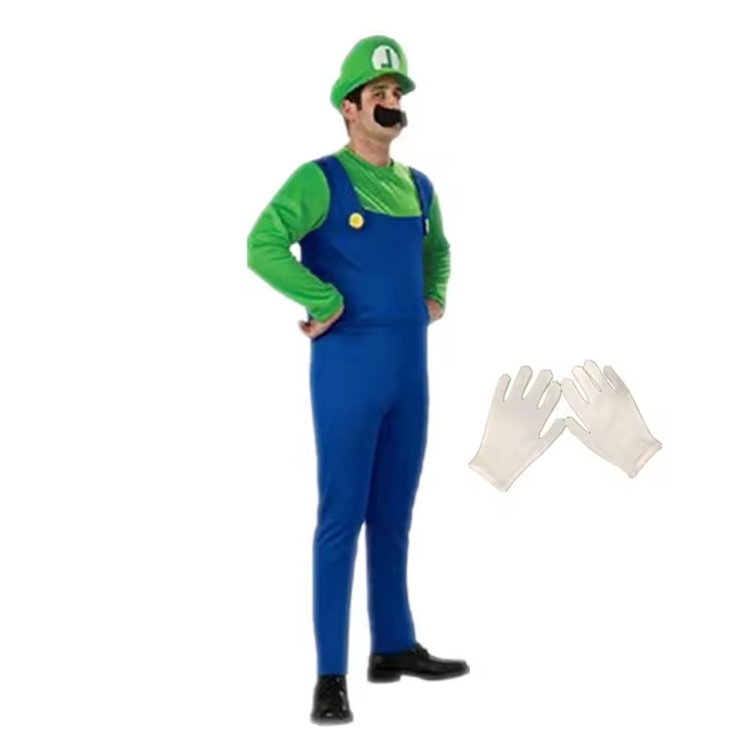 Loodgietersbroer Cosplay Kostuum Volwassen Uniseks Halloween Feest Jumpsuit met Hoed en Snor Carnaval | Sulvida