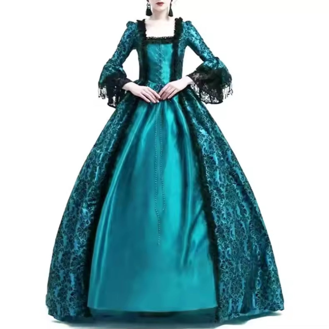 Historische Hoffeestjurk Kant Lang Wijde Mouwen Gothic Verkleedoutfit Cosplay Themafeest Renaissance Zwart | Sulvida