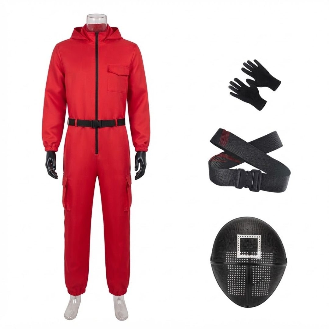 Cosplay Jumpsuit Bewaker met Masker Unisex Polyester Kostuum voor Halloween Feesten en Verkleedpartijen | Sulvida