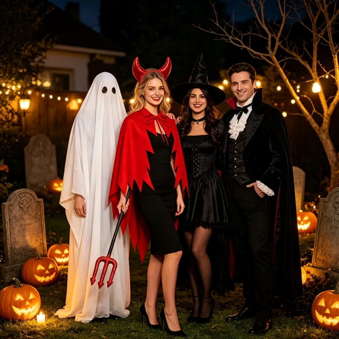 Duivels Feestkostuum 3-Delig met Cape Hoorns Drietand Dames Halloween Carnaval Cosplay Verkleedoutfit Rood | Sulvida