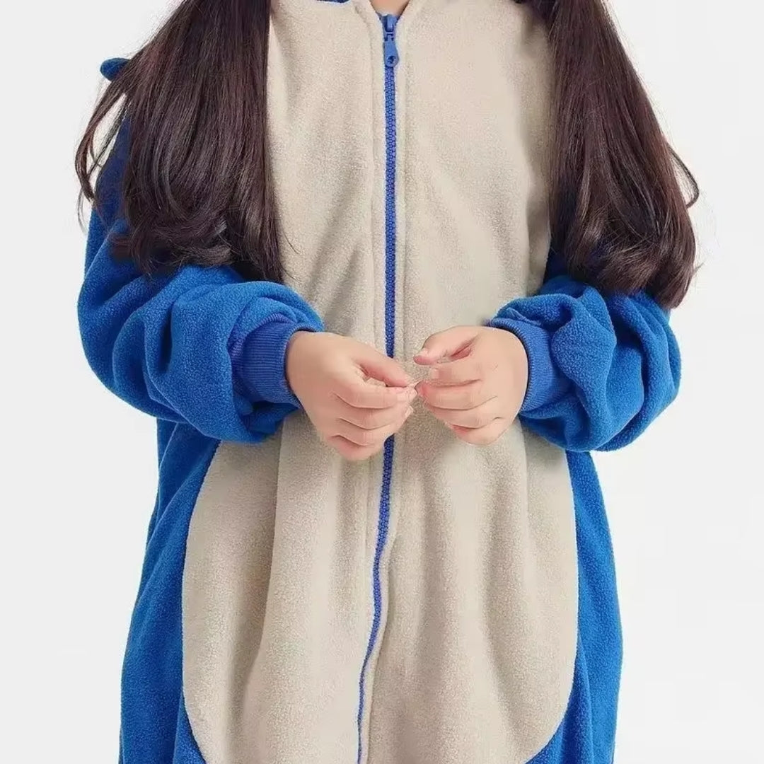 Zachte Kinderonesie Blauw Egel Spelkarakter Pyjama Verkleedpak Halloween Carnaval Unisex Maat 100-140 | Sulvida